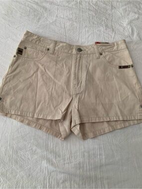 Bongo Vintage High Waisted Khaki Denim Shorts Tan Cotton Junior Size 7 NWT